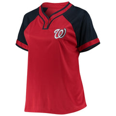 Red Washington Nationals Women's Plus Size Raglan T-Shirt