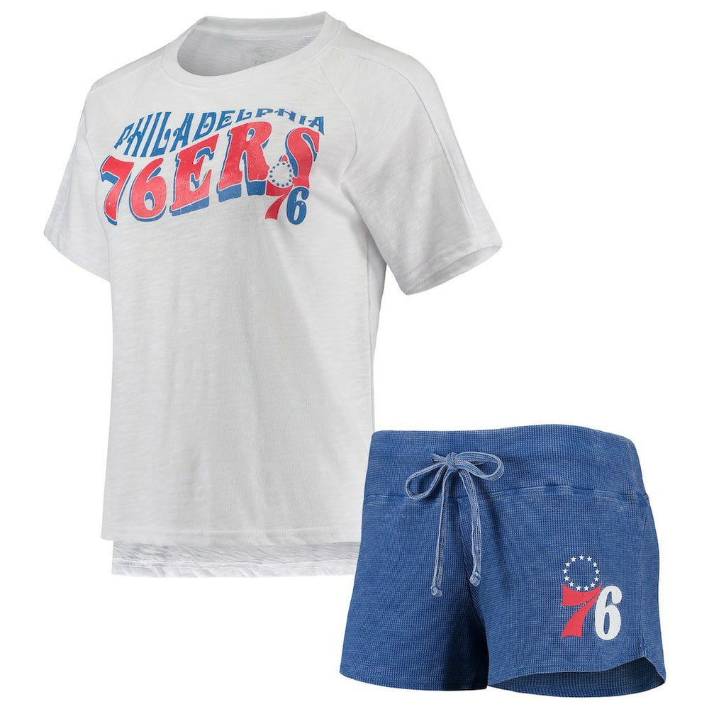 Philadelphia 76ers Concepts Sport Women's Resurgence Slub Burnout Raglan Top & Shorts Sleep Set