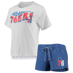 Philadelphia 76ers Concepts Sport Women's Resurgence Slub Burnout Raglan Top & Shorts Sleep Set