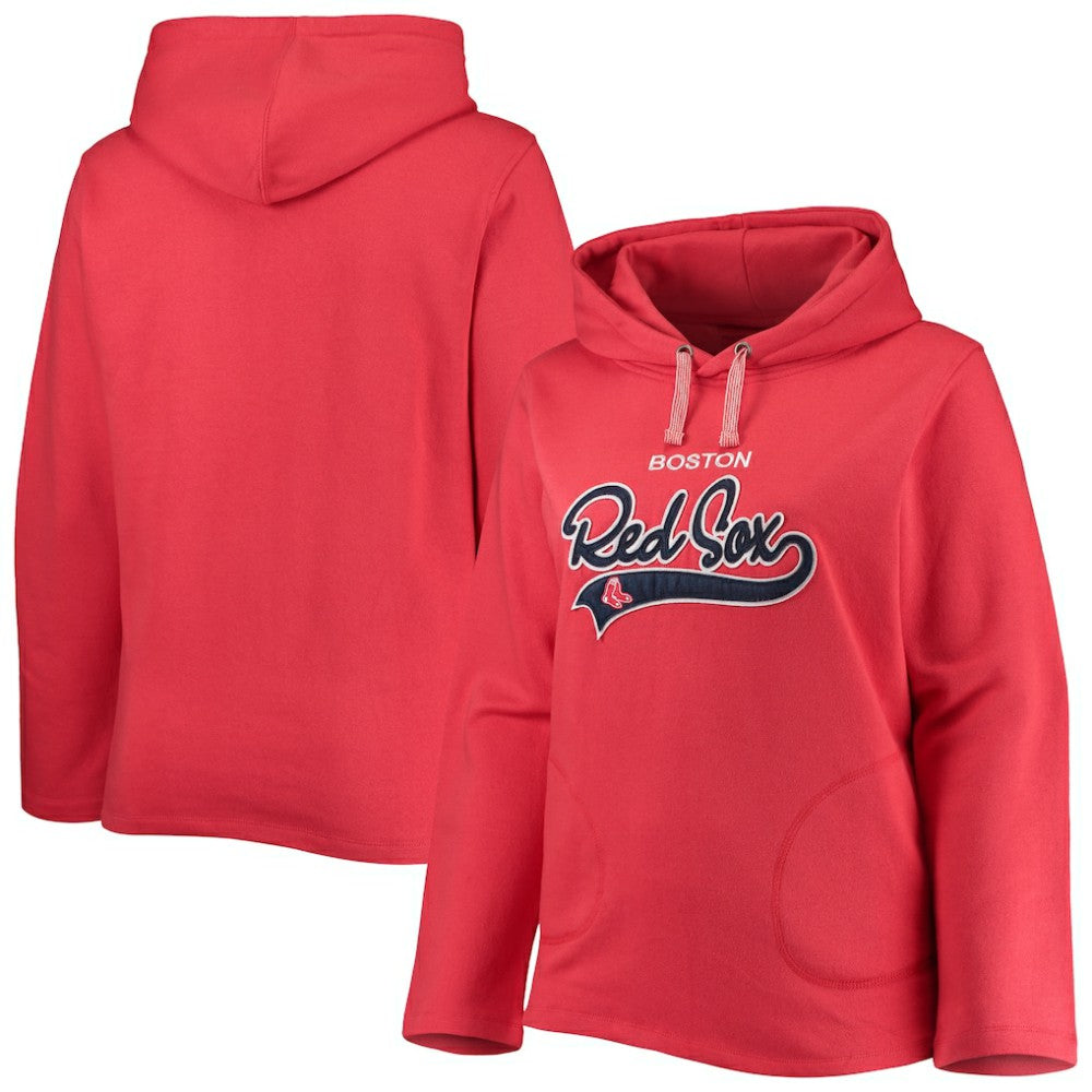 Red Boston Red Sox Soft as a Grape Women's Plus Size Side Split Pullover Hoodie