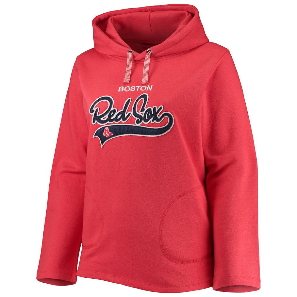 Red Boston Red Sox Soft as a Grape Women's Plus Size Side Split Pullover Hoodie