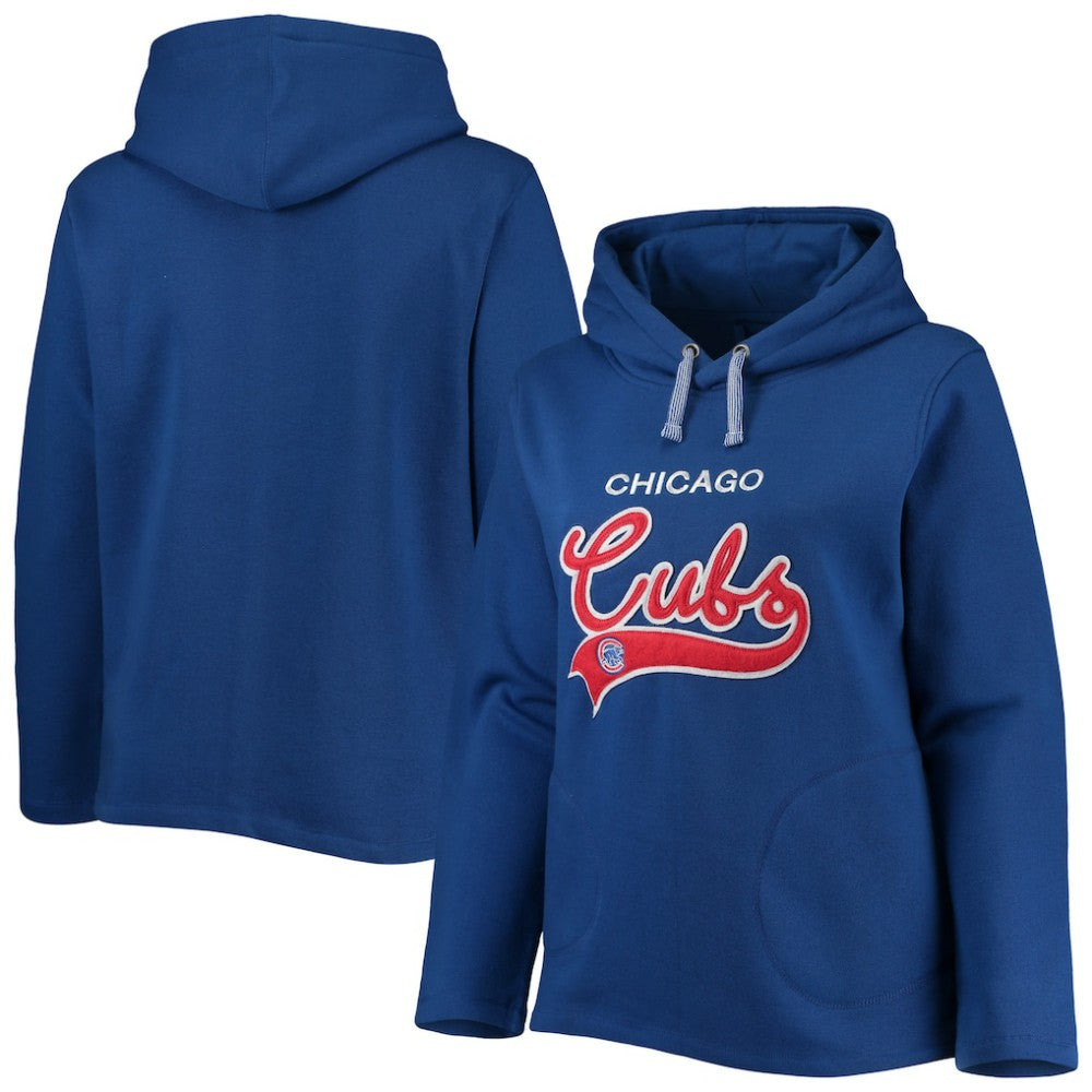 Royal Chicago Cubs Soft as a Grape Women's Plus Size Side Split Pullover Hoodie