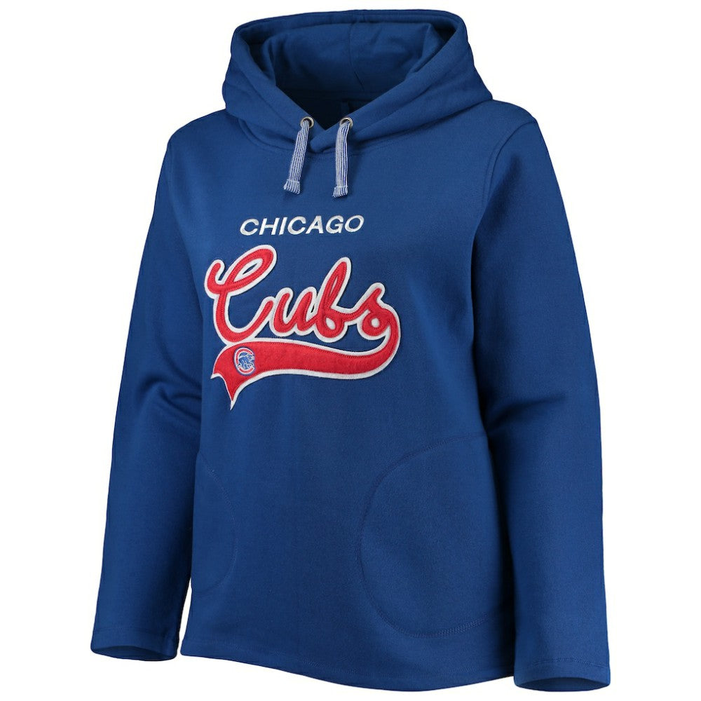 Royal Chicago Cubs Soft as a Grape Women's Plus Size Side Split Pullover Hoodie