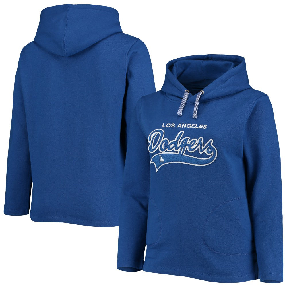 Royal Los Angeles Dodgers Soft as a Grape Women's Plus Size Side Split Pullover Hoodie
