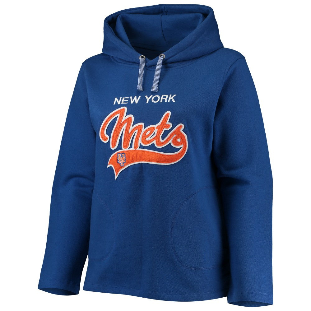 Royal New York Mets Soft as a Grape Women's Plus Size Side Split Pullover Hoodie