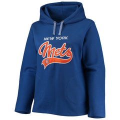 Royal New York Mets Soft as a Grape Women's Plus Size Side Split Pullover Hoodie