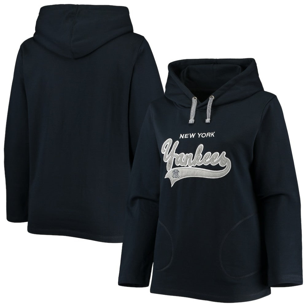 Navy New York Yankees Soft as a Grape Women's Plus Size Side Split Pullover Hoodie