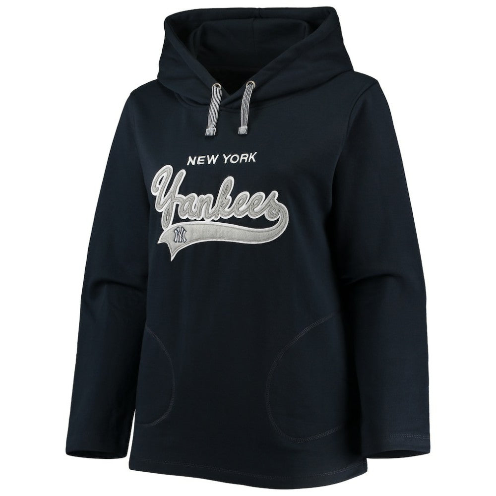 Navy New York Yankees Soft as a Grape Women's Plus Size Side Split Pullover Hoodie