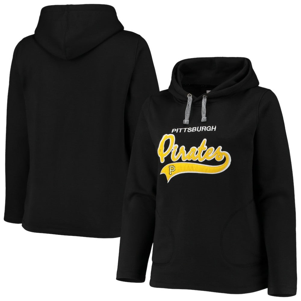 Black Pittsburgh Pirates Soft as a Grape Women's Plus Size Side Split Pullover Hoodie