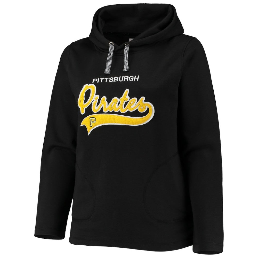 Black Pittsburgh Pirates Soft as a Grape Women's Plus Size Side Split Pullover Hoodie