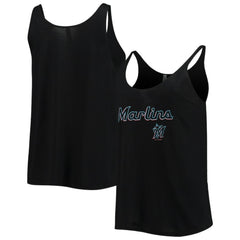 Black Miami Marlins Soft as a Grape Women's Slouchy Tank Top