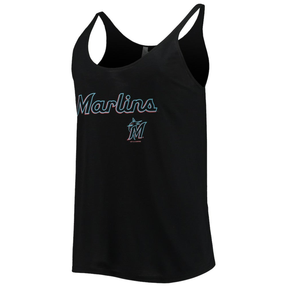 Black Miami Marlins Soft as a Grape Women's Slouchy Tank Top