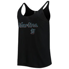 Black Miami Marlins Soft as a Grape Women's Slouchy Tank Top
