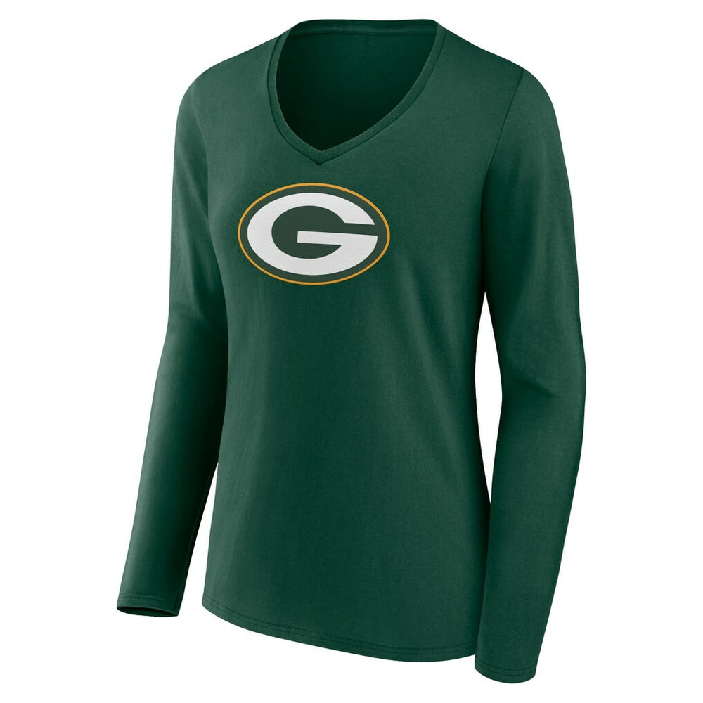 Women's Primary Team Logo Long Sleeve V-Neck T-Shirt - Green Bay Packers T-shirts