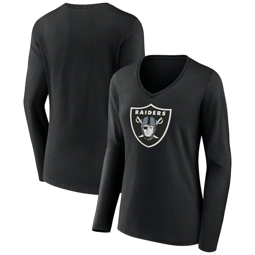 Women's Primary Team Logo Long Sleeve V-Neck T-Shirt - Las Vegas Raiders T-shirts
