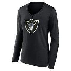 Women's Primary Team Logo Long Sleeve V-Neck T-Shirt - Las Vegas Raiders T-shirts