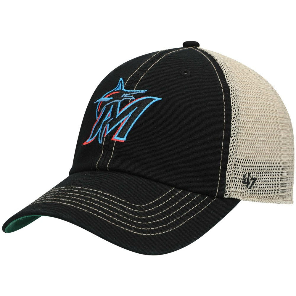 Black Miami Marlins '47 Trawler Clean Up Trucker Snapback Hat