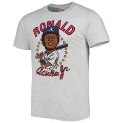 White Ronald Acuna Jr. Atlanta Braves Homage Caricature Tri-Blend T-Shirt