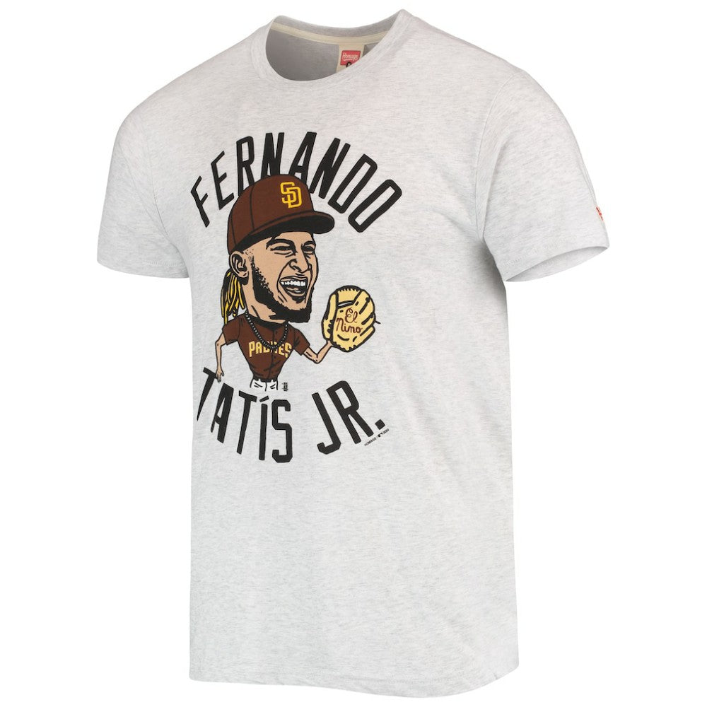 White Fernando Tatis Jr. San Diego Padres Homage Caricature Tri-Blend T-Shirt
