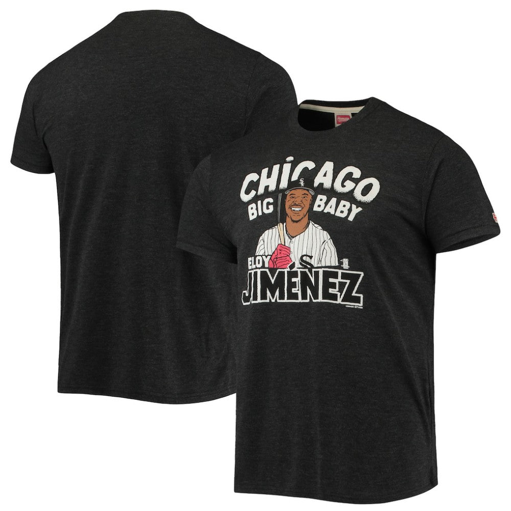 Heathered Black Eloy Jimenez Chicago White Sox Homage Caricature Tri-Blend T-Shirt