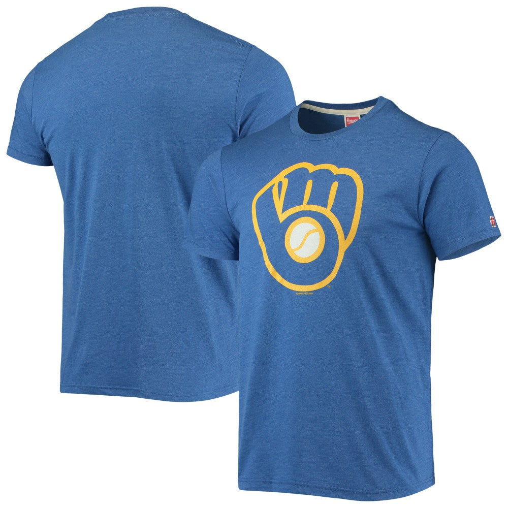 Royal Milwaukee Brewers Homage Hand-Drawn Logo Tri-Blend T-Shirt