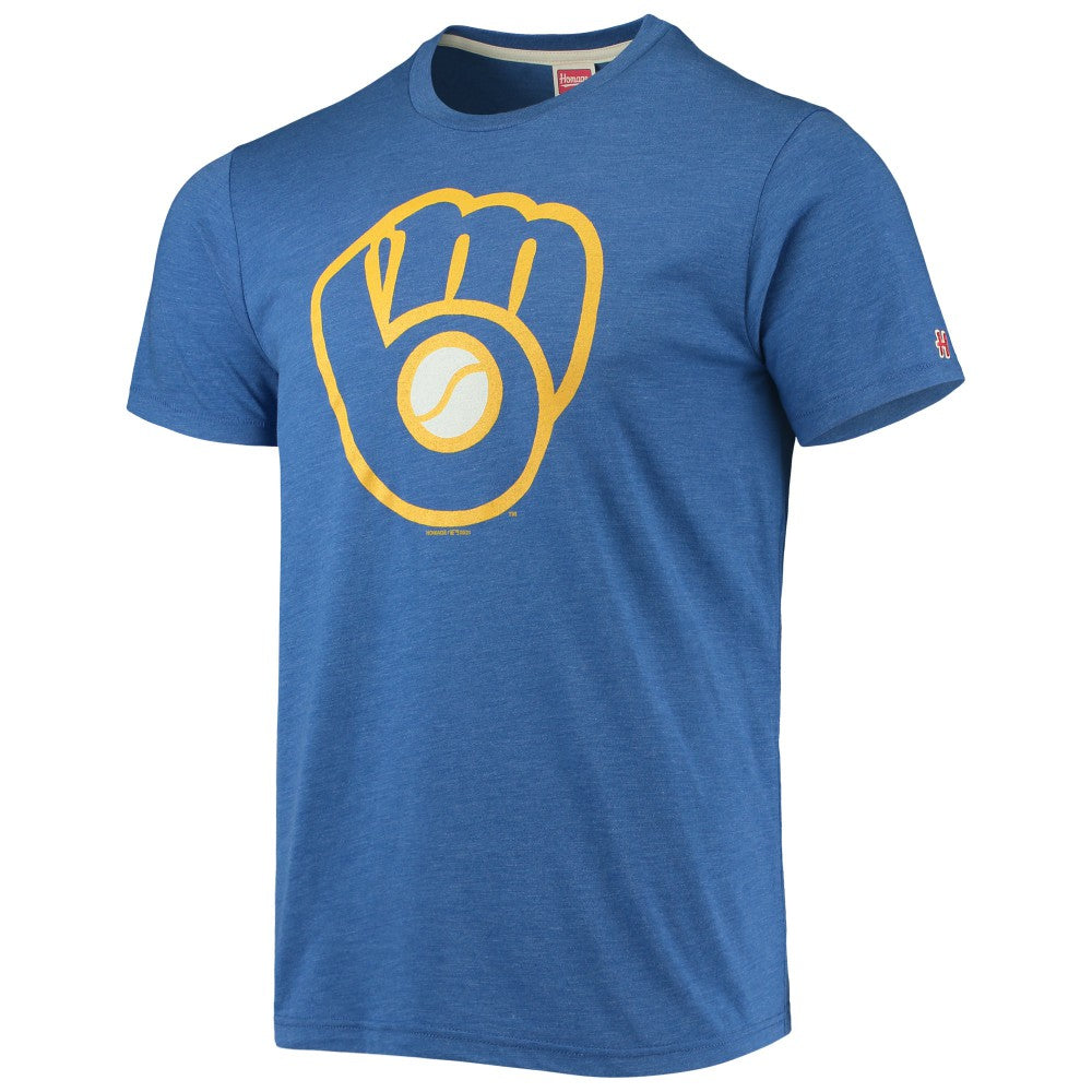Royal Milwaukee Brewers Homage Hand-Drawn Logo Tri-Blend T-Shirt