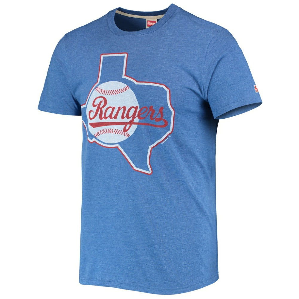 Royal Texas Rangers Homage Hand-Drawn Logo Tri-Blend T-Shirt