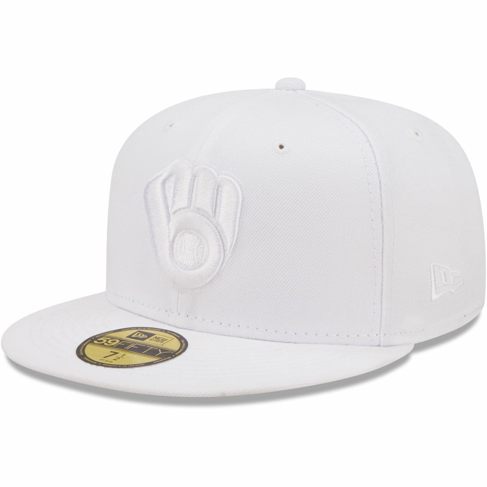 Milwaukee Brewers New Era White on White 59FIFTY Fitted Hat