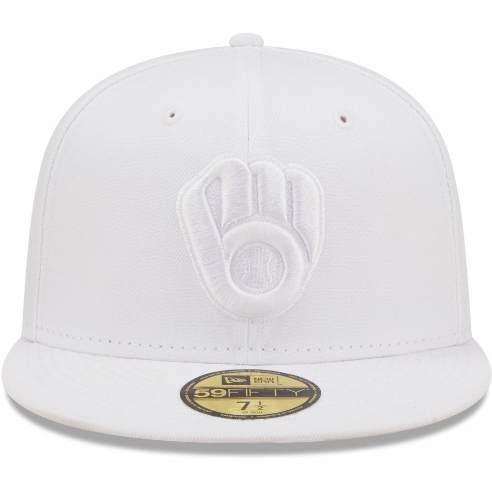 Milwaukee Brewers New Era White on White 59FIFTY Fitted Hat
