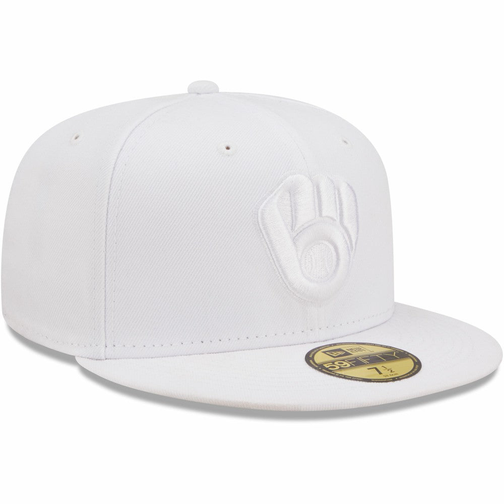Milwaukee Brewers New Era White on White 59FIFTY Fitted Hat