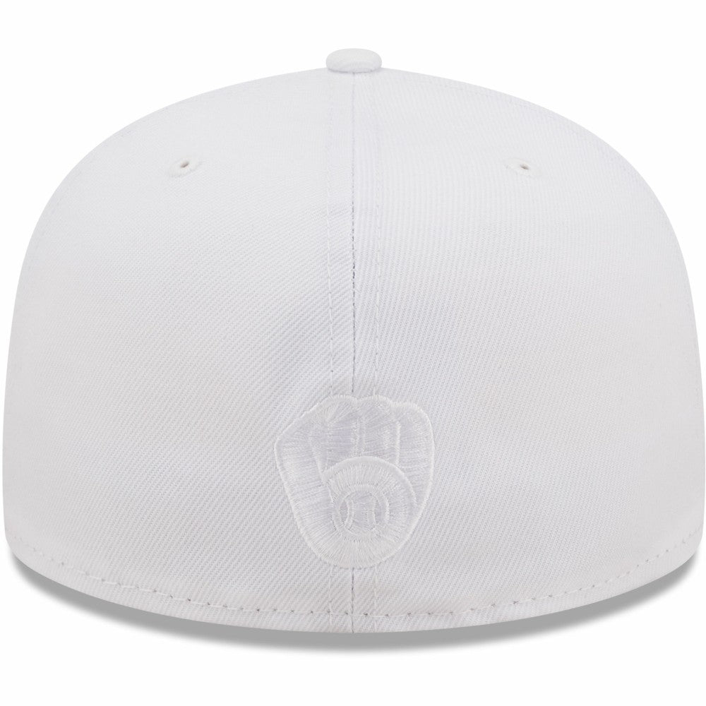 Milwaukee Brewers New Era White on White 59FIFTY Fitted Hat