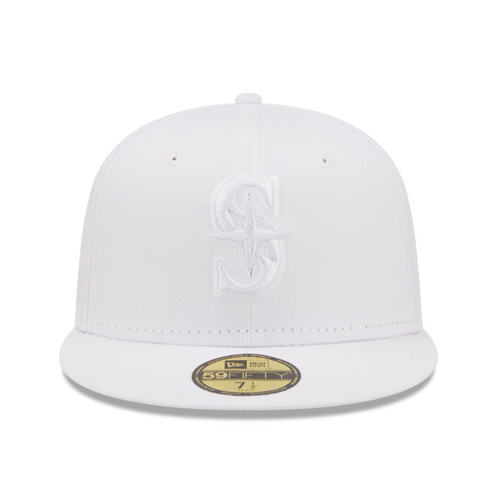 Seattle Mariners New Era White on White 59FIFTY Fitted Hat