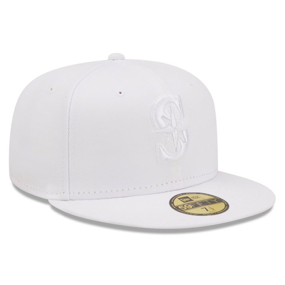 Seattle Mariners New Era White on White 59FIFTY Fitted Hat
