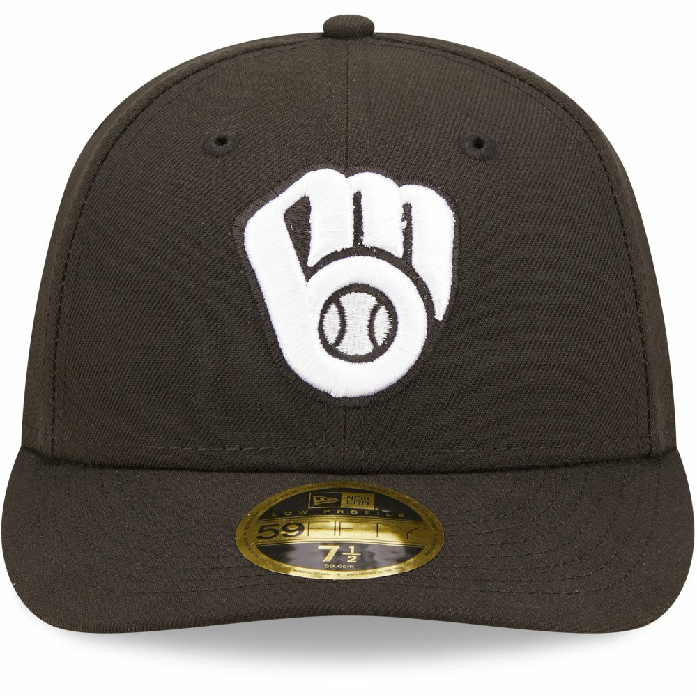 Milwaukee Brewers New Era Black & White Low Profile 59FIFTY Fitted Hat