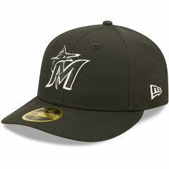 Miami Marlins New Era Black & White Low Profile 59FIFTY Fitted Hat