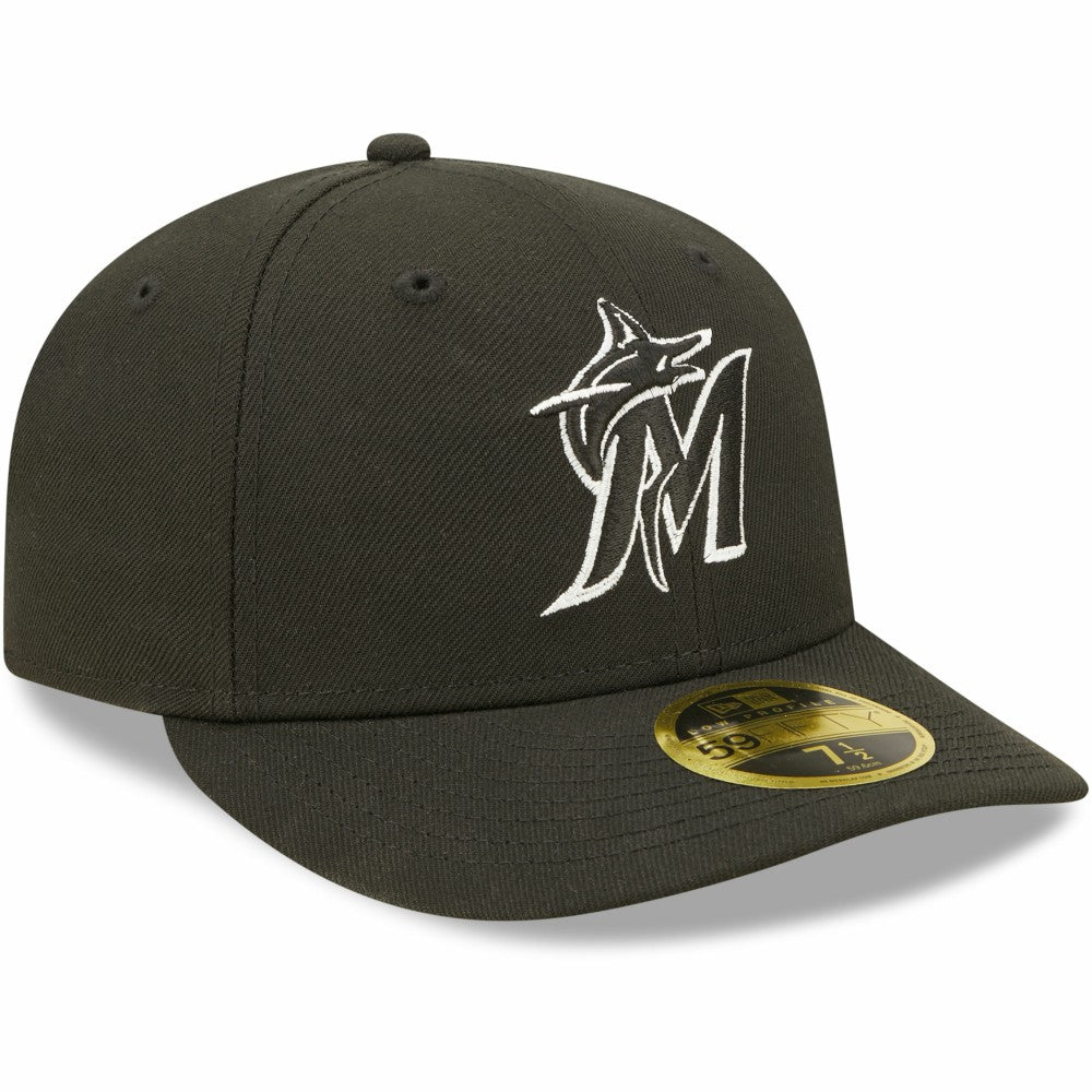 Miami Marlins New Era Black & White Low Profile 59FIFTY Fitted Hat