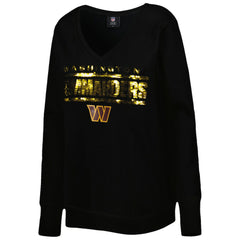 Cuce Women's Sequin Logo V-Neck Pullover Sweatshirt - Washington Commanders Pullover