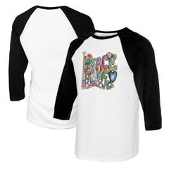 White/Black Detroit Tigers Tiny Turnip Women's Peace Love Baseball 3/4-Sleeve Raglan T-Shirt