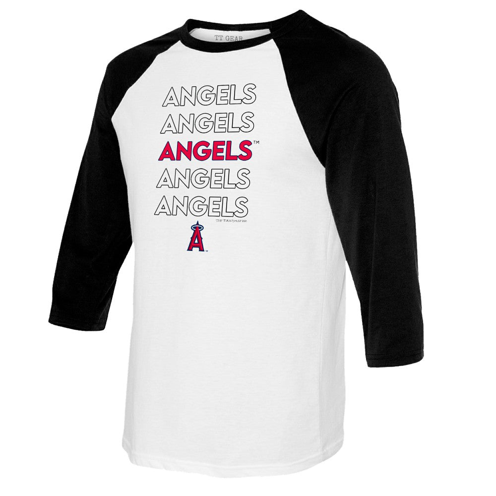 White/Black Los Angeles Angels Tiny Turnip Women's Stacked 3/4-Sleeve Raglan T-Shirt