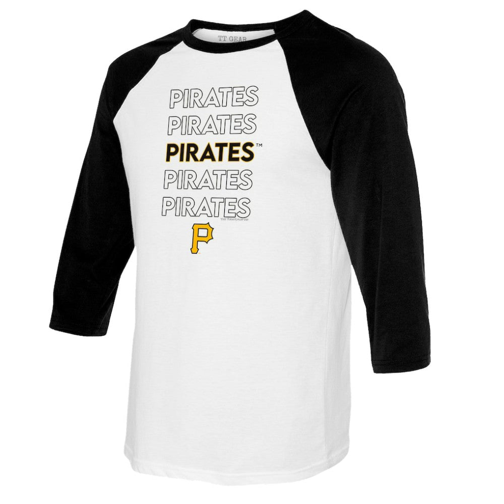 White/Black Pittsburgh Pirates Tiny Turnip Women's Stacked 3/4-Sleeve Raglan T-Shirt