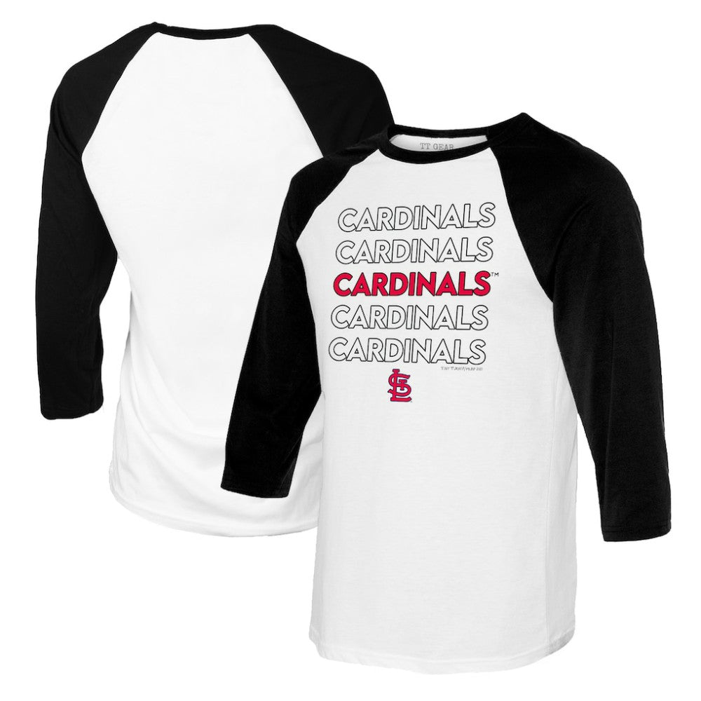 White/Black St. Louis Cardinals Tiny Turnip Women's Stacked 3/4-Sleeve Raglan T-Shirt