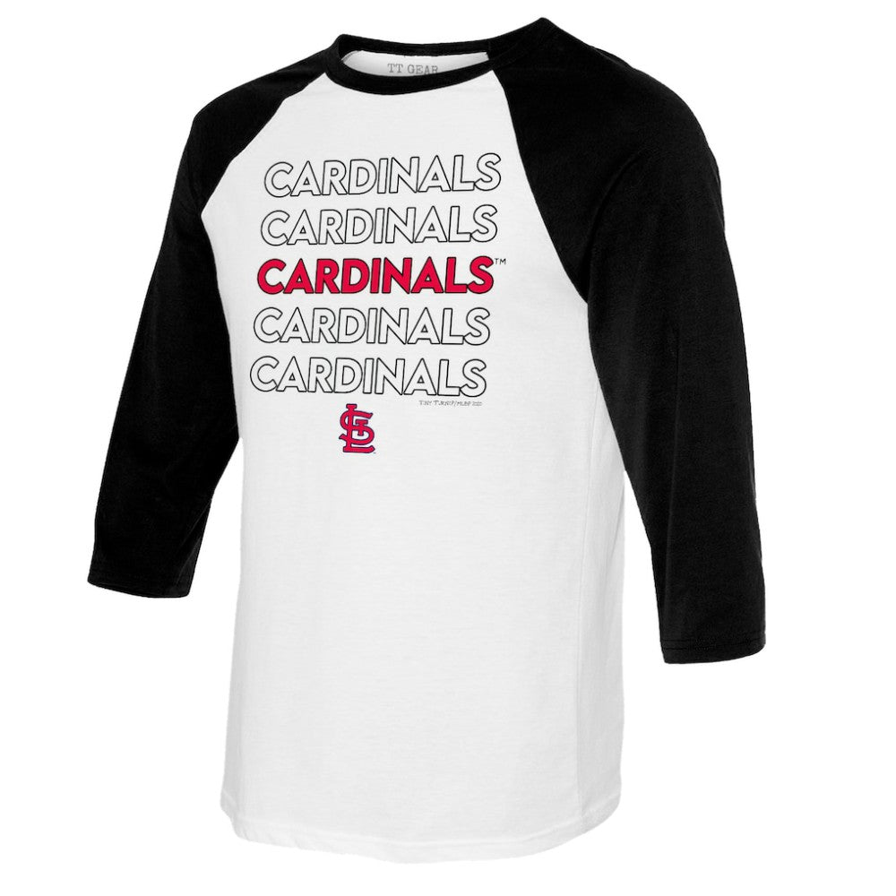 White/Black St. Louis Cardinals Tiny Turnip Women's Stacked 3/4-Sleeve Raglan T-Shirt
