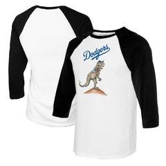 White/Black Los Angeles Dodgers Tiny Turnip Women's TT Rex 3/4-Sleeve Raglan T-Shirt