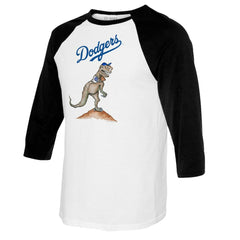 White/Black Los Angeles Dodgers Tiny Turnip Women's TT Rex 3/4-Sleeve Raglan T-Shirt