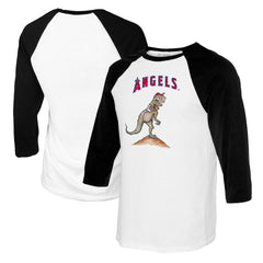 White/Black Los Angeles Angels Tiny Turnip Youth TT Rex Raglan 3/4 Sleeve T-Shirt