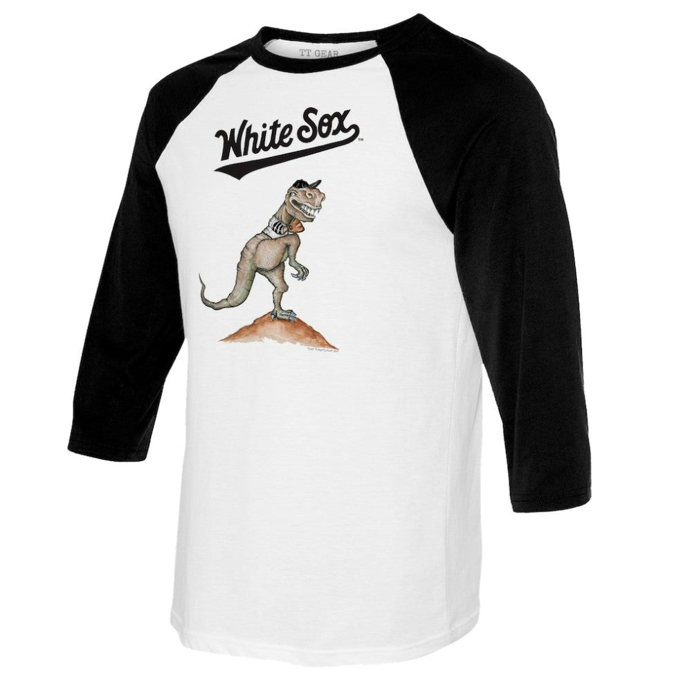 White/Black Chicago White Sox Tiny Turnip Youth TT Rex Raglan 3/4 Sleeve T-Shirt
