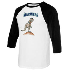 White/Black Seattle Mariners Tiny Turnip Youth TT Rex Raglan 3/4 Sleeve T-Shirt