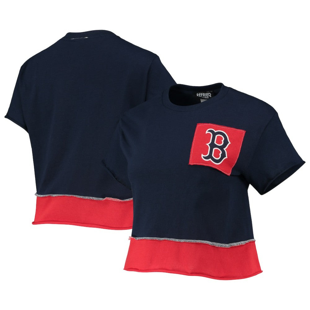 Navy Boston Red Sox Refried Apparel Women's Cropped T-Shirt