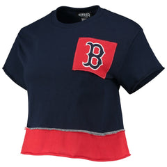 Navy Boston Red Sox Refried Apparel Women's Cropped T-Shirt