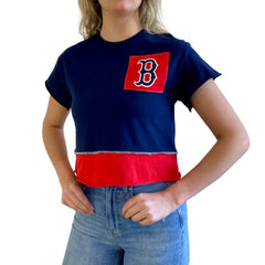 Navy Boston Red Sox Refried Apparel Women's Cropped T-Shirt
